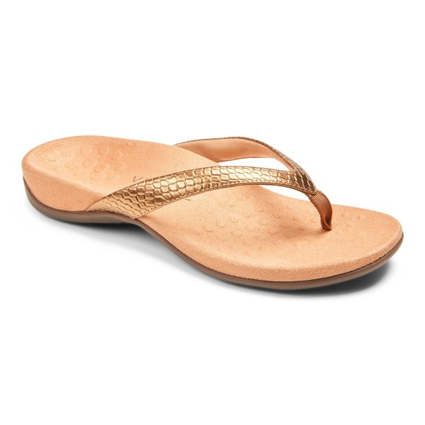 Vionic Sandals Ireland - Dillon Toe Post Sandal Copper Snake - Womens Shoes Online | JMUQF-6197